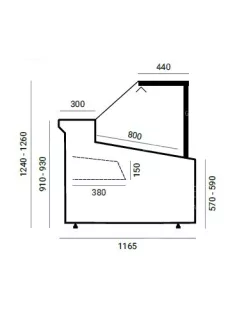   WCh-8/1 Carmen 1330 LS - Egyenes, nyitható üvegű csemegepult- ventilációs, 1,03 m² bemutatófelülettel