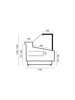   WCH-8 1330 CARMEN - Egyenes üvegű csemegepult- statikus, 0,9 m² bemutatófelülettel