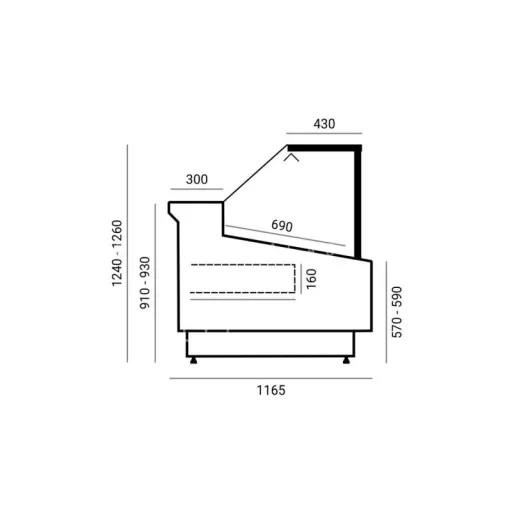 WCH-8 1330 CARMEN - Egyenes üvegű csemegepult- statikus, 0,9 m² bemutatófelülettel