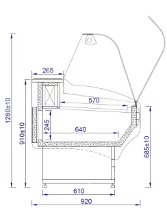   WCH GNN - Hajlított üvegű csemegepult - statikus, 0,69 m² bemutatófelülettel