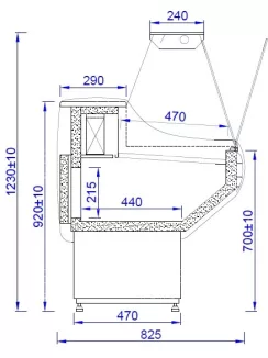   WCH - Egyenes üvegű csemegepult - statikus, 0,6 m² bemutatófelülettel