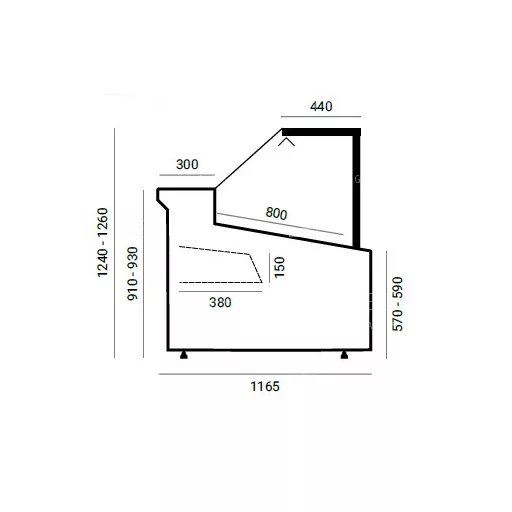 WCh-8/1 Carmen 1330 LS ZZ - Egyenes üvegű csemegepult - 1,03 m²