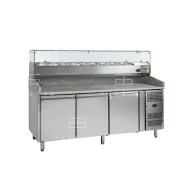   Hűtött pizzapult - 3 ajtós, gránit fedlappal 9xGN1/3-es feltéthűtővel