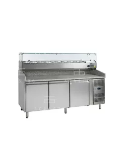   Hűtött pizzapult - 3 ajtós, gránit fedlappal 9xGN1/3-es feltéthűtővel