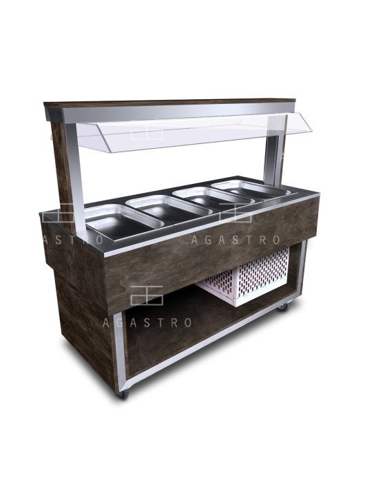 Saláta hűtőpult polikarbonát leheletvédővel - 4xGN1/1