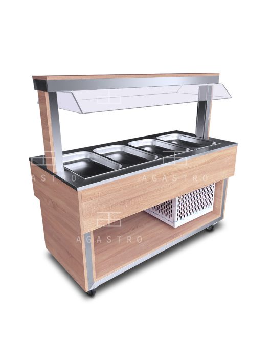 Saláta hűtőpult polikarbonát leheletvédővel - 4xGN1/1