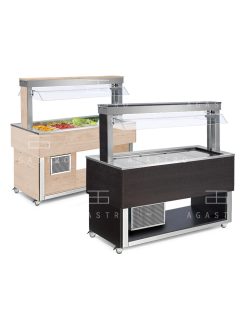 Saláta hűtőpult polikarbonát leheletvédővel - 4xGN1/1