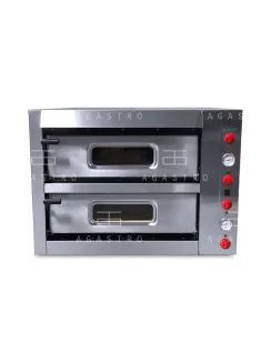   Kétaknás, körben teli samottos ipari elektromos pizzakemence 6+6-os 15,2kW Prémium