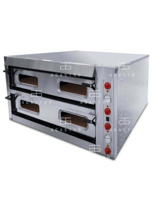 Széles, kétaknás, körben teli samottos ipari elektromos pizzakemence XL6+6-os 15,2kW PLUS