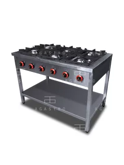   6 égős ipari gázüzemű tűzhely lábon álló, őrlánggal - 700Sr