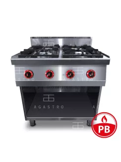   4 égős ipari PB gázüzemű tűzhely sütő nélkül, őrlánggal - 700Sr