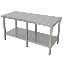 Rozsdamentes asztal 2100 mm szélességtől, alsó polccal