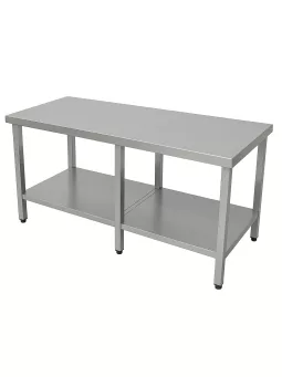 Rozsdamentes asztal 2100 mm szélességtől, alsó polccal