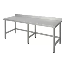 Rozsdamentes asztal 2100 mm szélességtől, hátsó felhajtással