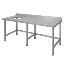 Rozsdamentes asztal 2100 mm szélességtől, hátsó felhajtással és moslékolóval