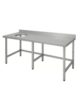 Rozsdamentes asztal 2100 mm szélességtől, hátsó felhajtással és moslékolóval