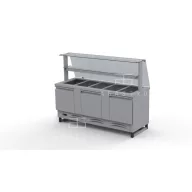   Hűtőpult alsó hűtött tárolóval, egyenes üvegű felépítménnyel, köztes üvegpolccal - 5 x GN1/1