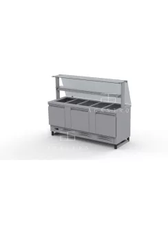  Hűtőpult alsó hűtött tárolóval, egyenes üvegű felépítménnyel, köztes üvegpolccal - 5 x GN1/1