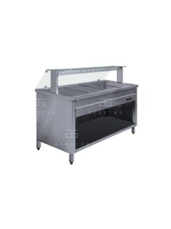   Melegentartó pult egyenes üveges felépítménnyel - 4 x GN1/1 - fűtőpaplanos